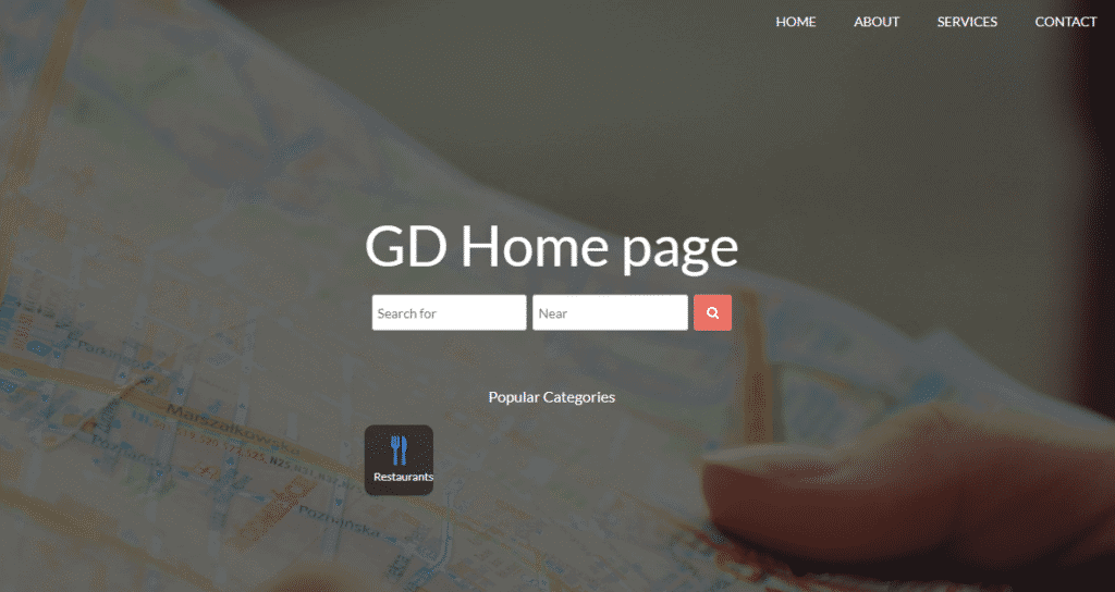 Screenshot of my demo site using GeoDirectory