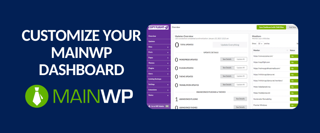 customize your mainwp dashboard