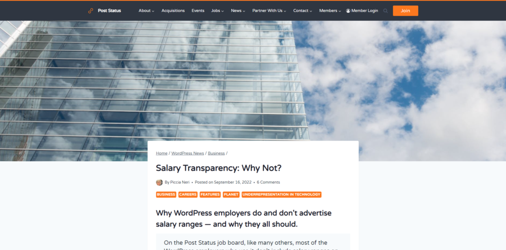 Screenshot: poststatus.com/salary-transparency-why-not