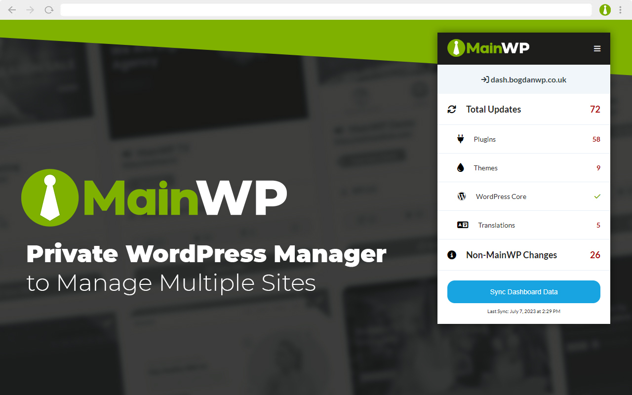 MainWP Browser Extension - In Action