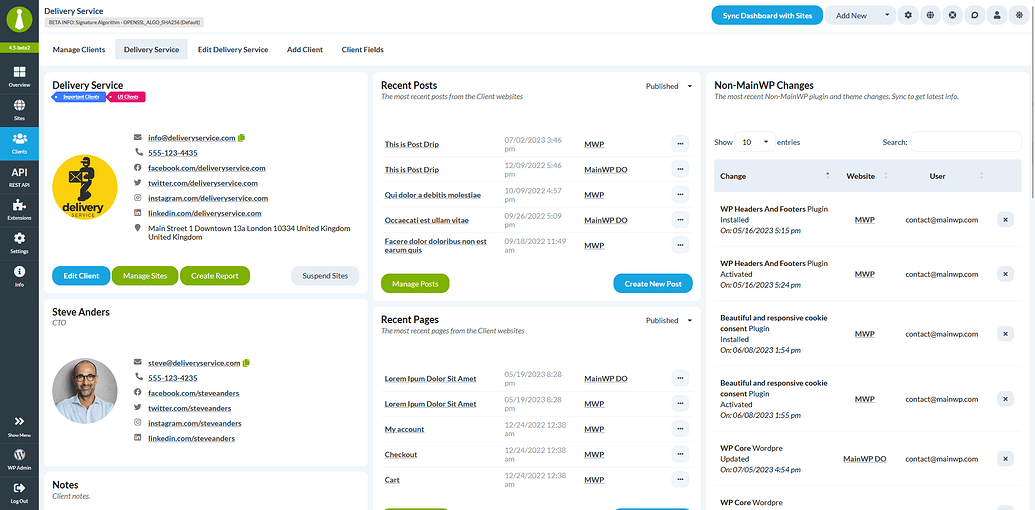 New Widgets on Client Overview Page